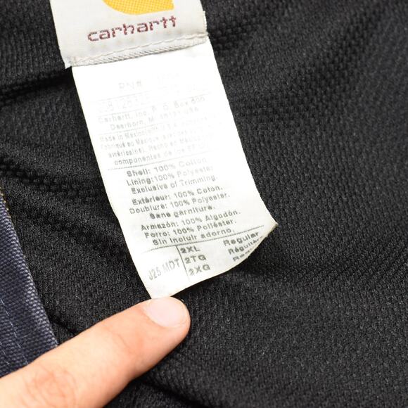 VTG Carhartt Men's Work Jeans Hooded Cotton Blue Size 2XL J25 ZIPPER NOT WORKING - Picture 7 of 8